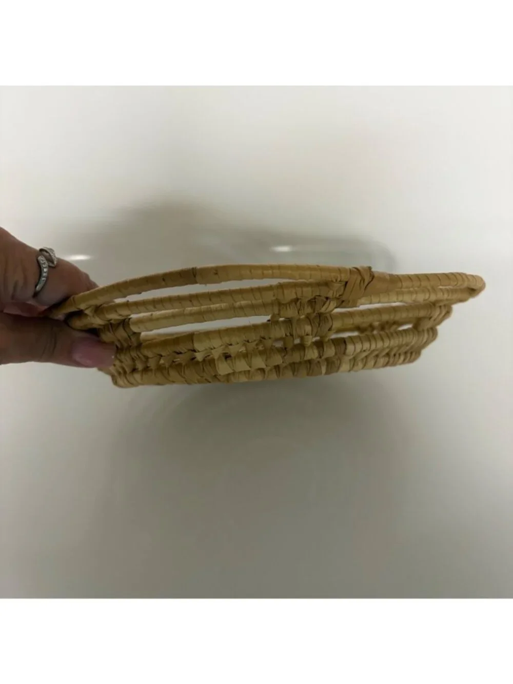 Handwoven Palm Rattan Coiled Decorative Basket for Storage or Display